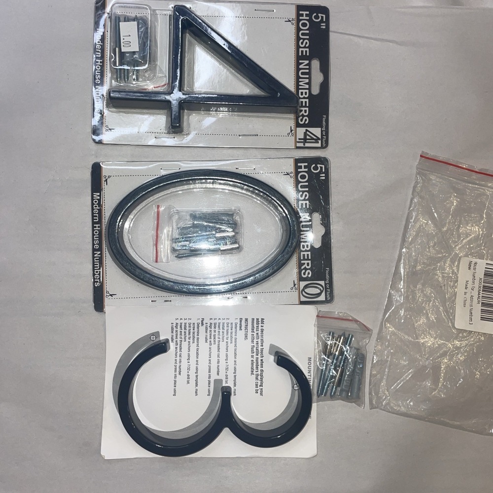 5" Glossy Black House Numbers 4 0 3 With Hardware